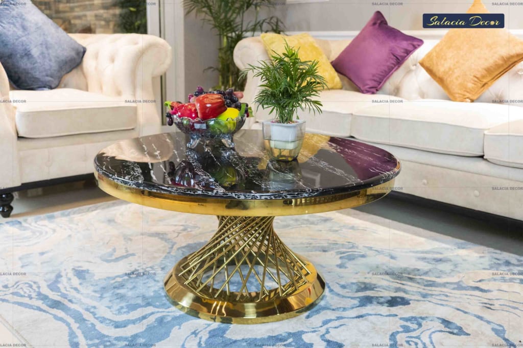 Những mẫu bàn trà sofa inox mạ vàng đẹp nhất cho phòng khách